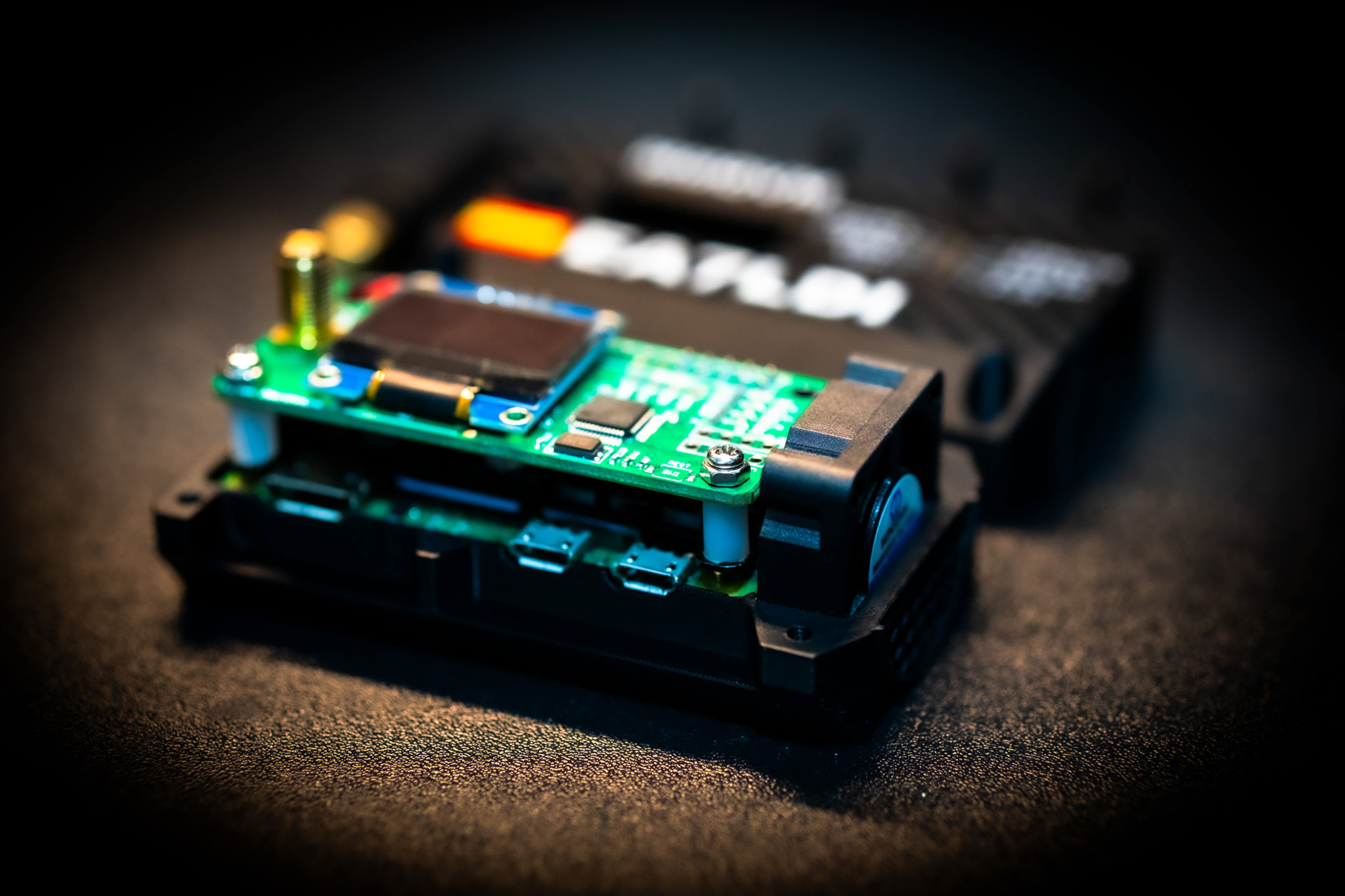 Close up of the MMDVM box with the raspberry Pi inside. Protect your Hotspot with this cooling box