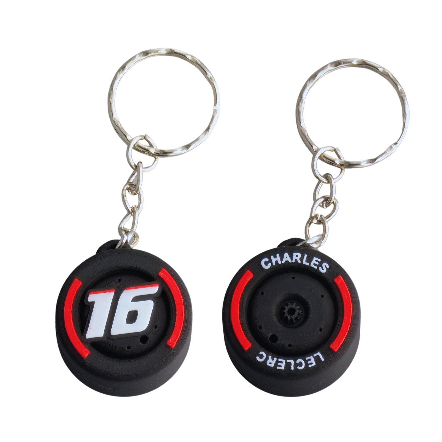 Llavero de Fórmula 1 con diseño de neumático, piloto Charles Leclerc
