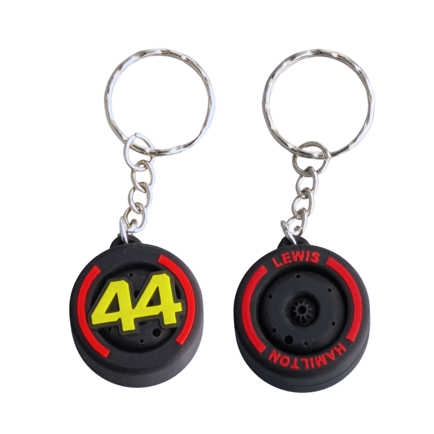 Llavero de Fórmula 1 con diseño de neumático, piloto Lewis Hamilton