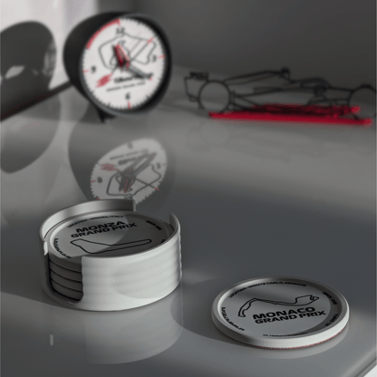 EUROPE Motorsport Circuit Coaster Set with Cork Base | Premium F1 Coasters | Home Decor