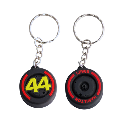 Llavero de Fórmula 1 con diseño de neumático, piloto Lewis Hamilton